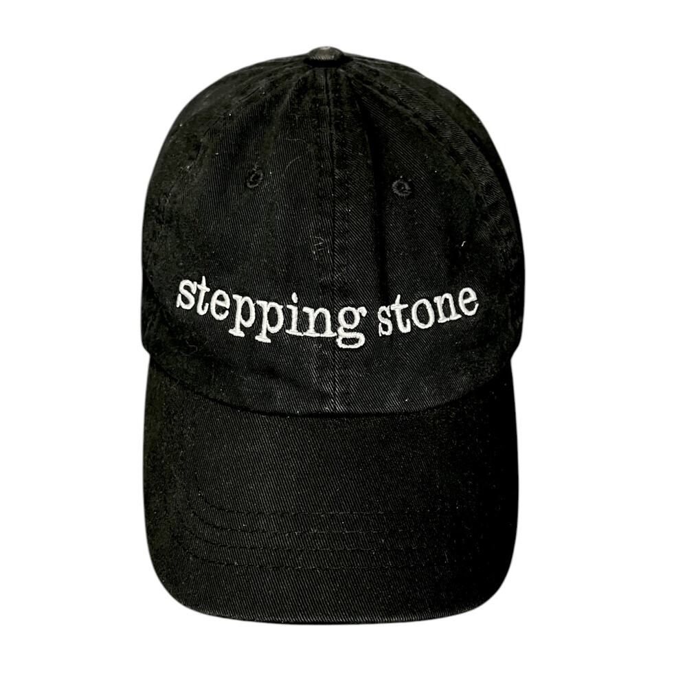 Black Stepping Stone Embroidered Adjustable Strapback Hat - Rubi
